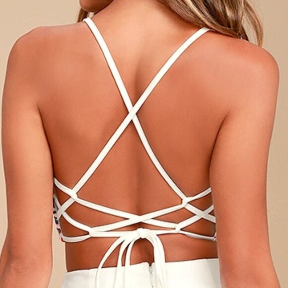 Lulus Rhythm Is Gonna Get You Embroidered White Top - Size S - Picture 3 of 3